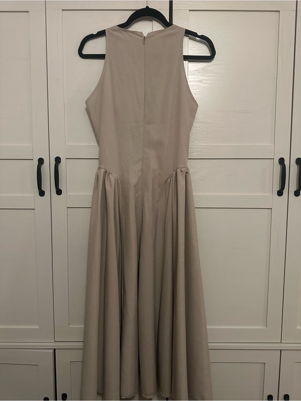 Sleeveless Taupe A-Line Maxi Dress